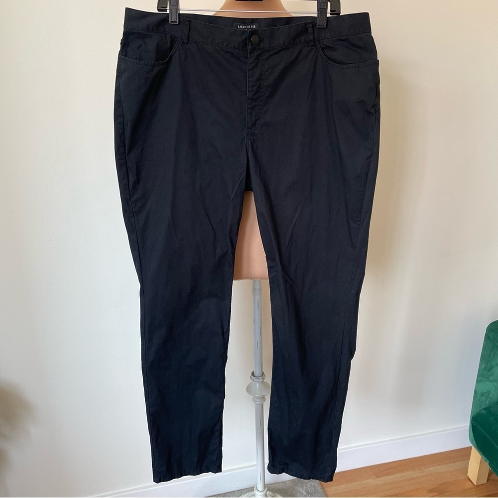 Lafayette 148 New York Stretch Cotton Straight Leg Plus Size Black Pants EUC 16